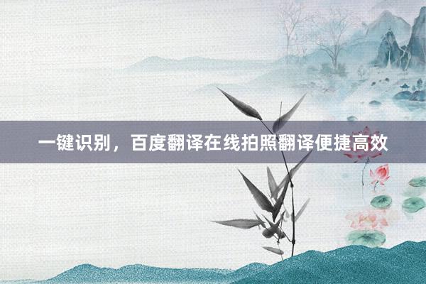 一键识别，百度翻译在线拍照翻译便捷高效